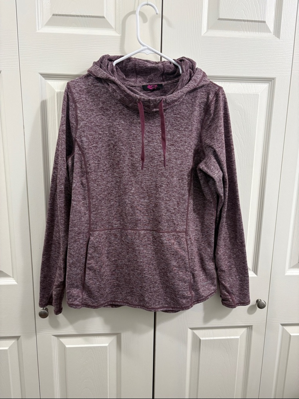Women’s Heathered Plum Pullover Hoodie with Kangaroo Pocket